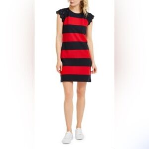Tommy Hilfiger Red and Navy Striped Dress w/ Eyelet Short Sleeve - size 1x
